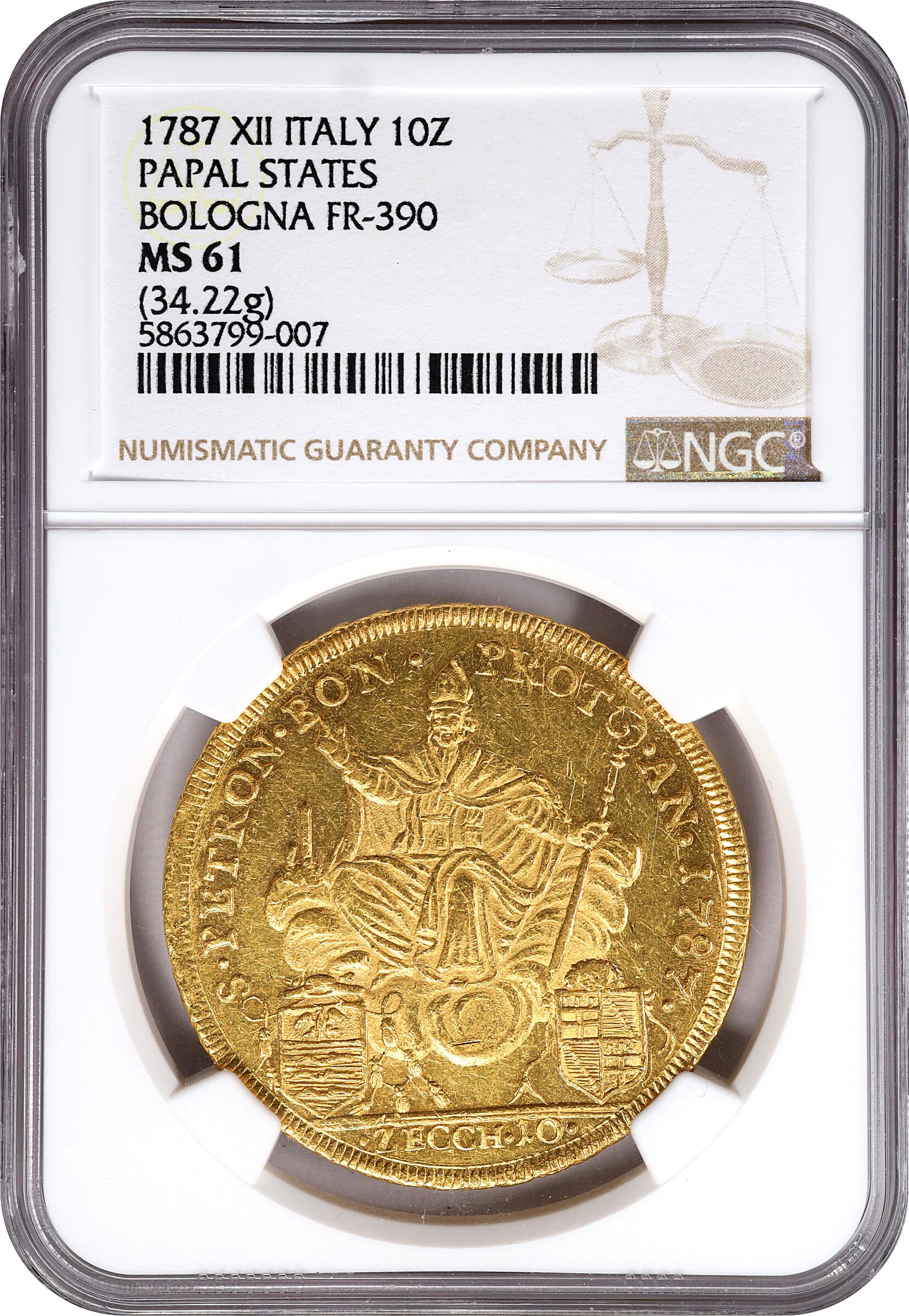 迫力の10ダカット】1787年イタリア10ゼッキーニ金貨MS61 