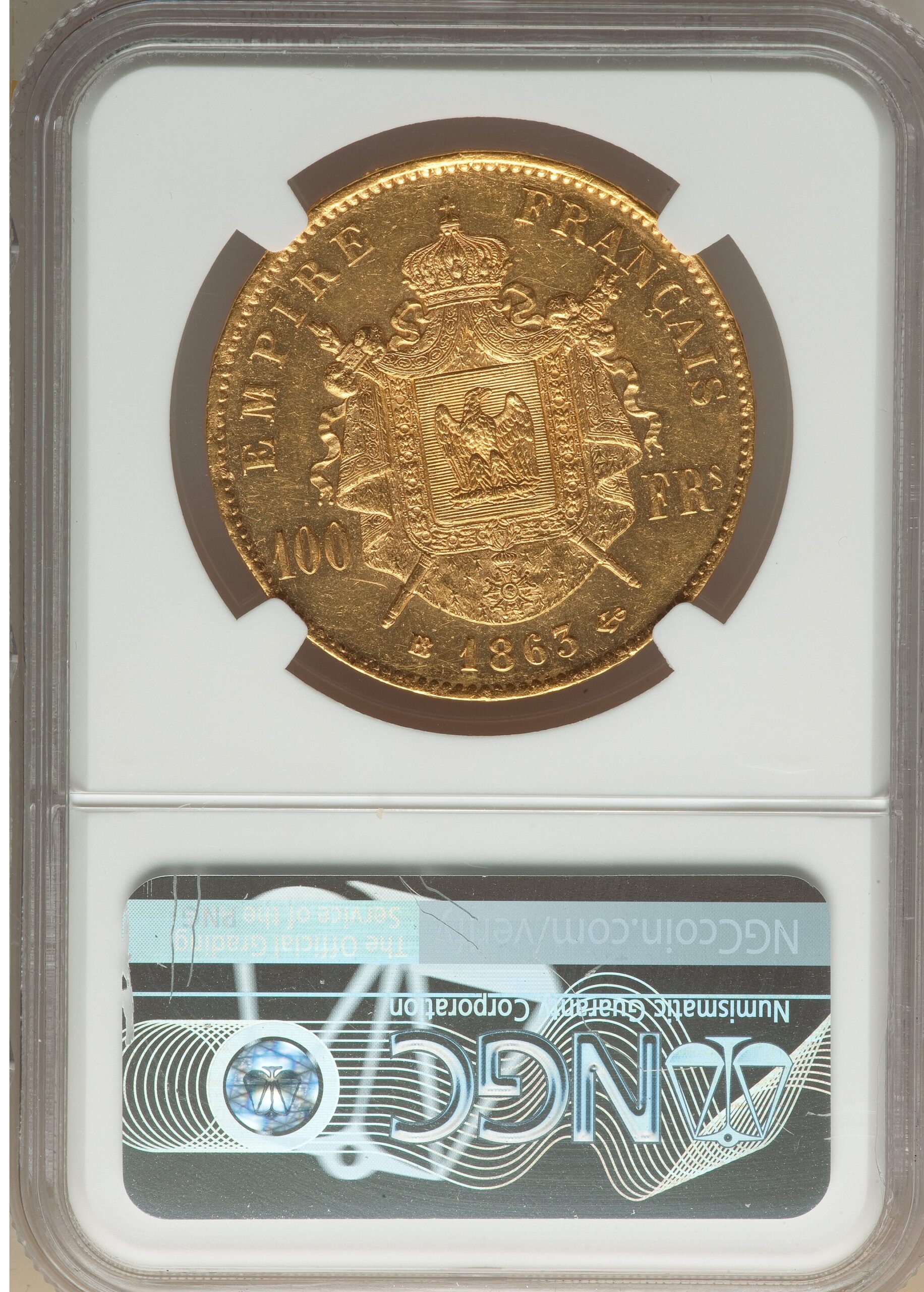 1863年BBナポレオン3世100フラン金貨【MS62】 | アンティークコイン