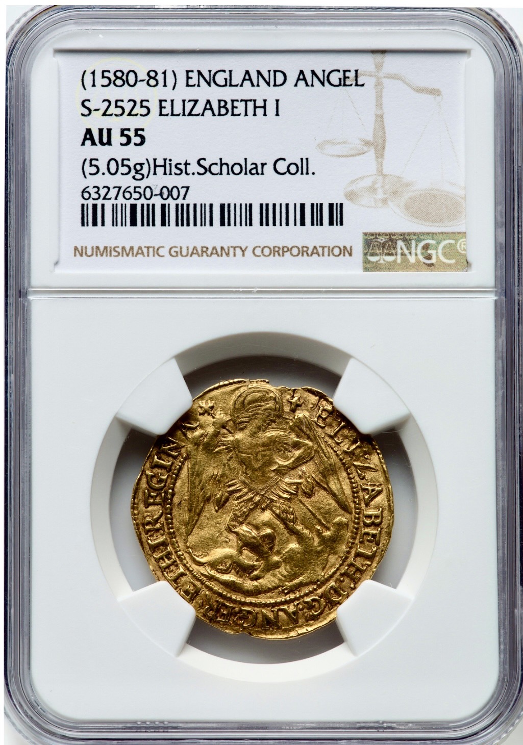 1580年エリザベス1世ゴールドエンジェル金貨【AU55】 | アンティーク