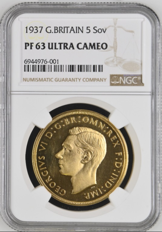 1937年ジョージ6世5ポンド金貨【PF63 ULTRA CAMEO】 | アンティーク