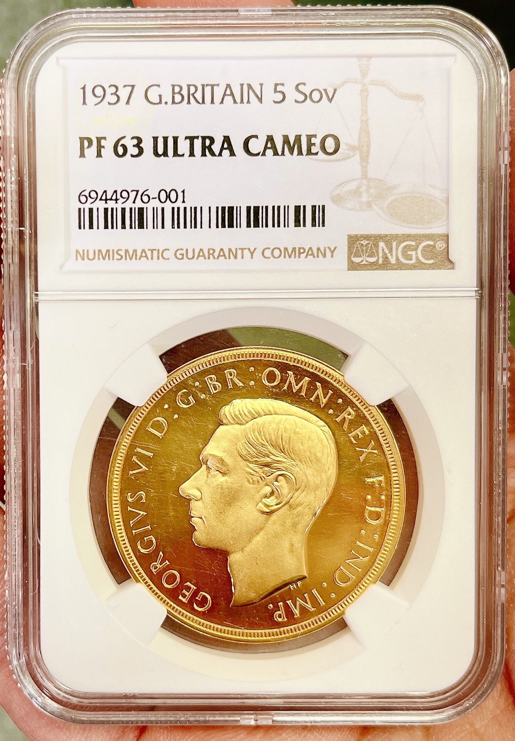 1937年ジョージ6世5ポンド金貨【PF63 ULTRA CAMEO】 | アンティーク